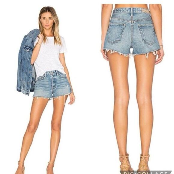 GRLFRND Cindy High Rise Cut Off Denim Shorts in Nobody Does it Better 26 - Picture 1 of 10